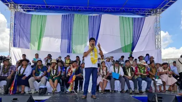 Evo Morales durante un acto de proclamación de candidatos.
