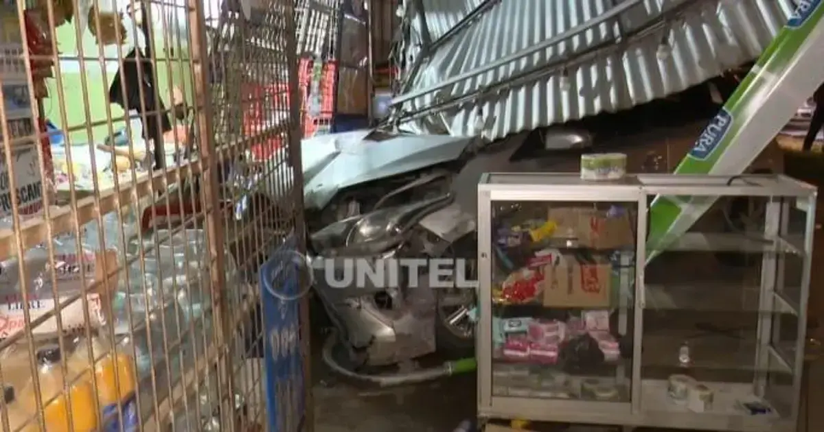 El vehículo dañó el comercio