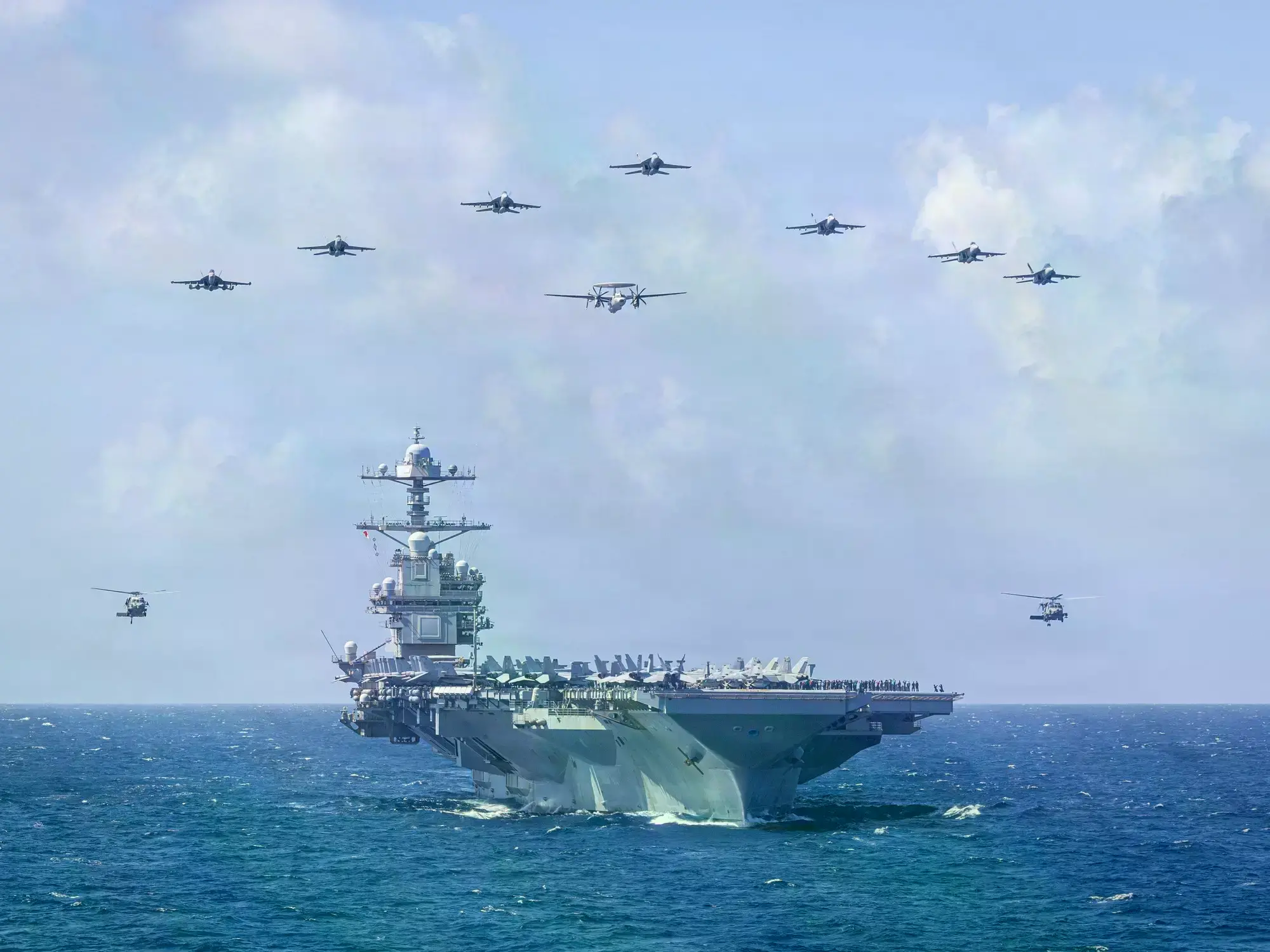 El portaaviones USS Gerald R. Ford operando en Oriente Medio.
