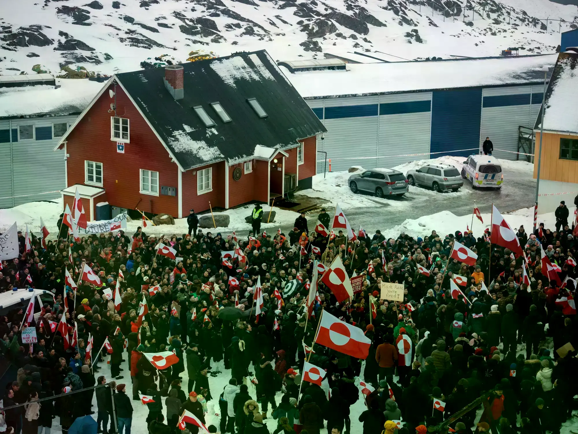 Una protesta contra la intervención estadounidense en Groenlandia en Nuuk.