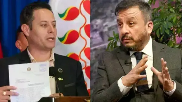 Vicepresidente Edmand Lara y el ministro de Hidrocarburos, Mauricio Medinacelli.