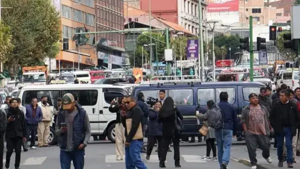 Bloqueo en el centro paceño.