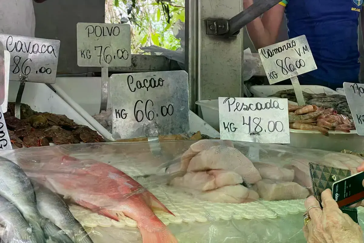 Carne fresca de tiburón vendida como "cação" en mercados callejeros de Río de Janeiro.