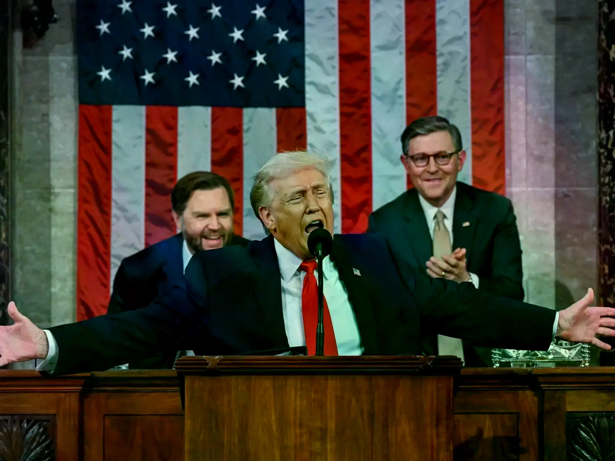 El presidente Donald Trump durante su discurso a la Nación.
