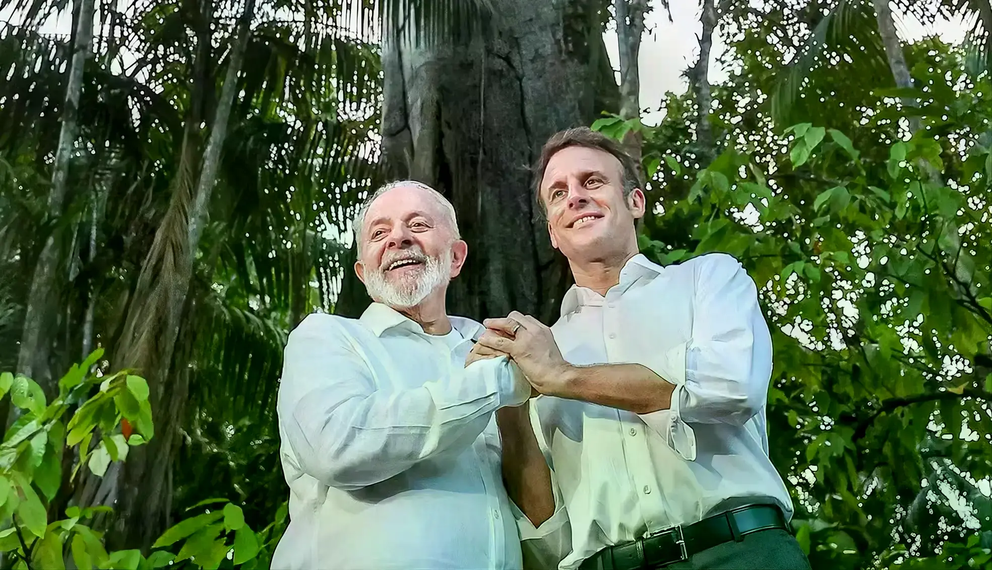 Presidente brasileño Lula da Silva y presidente francés Emmanuel Macron reunidos.