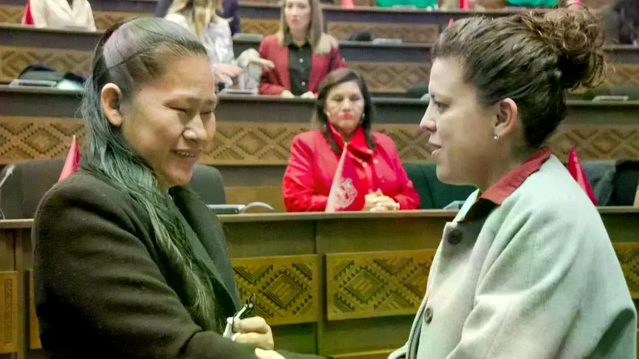 Aida Luz Tuchani Lurici junto a la presidenta en ejercicio de la Cámara de Diputados, Daniela Cabrera.