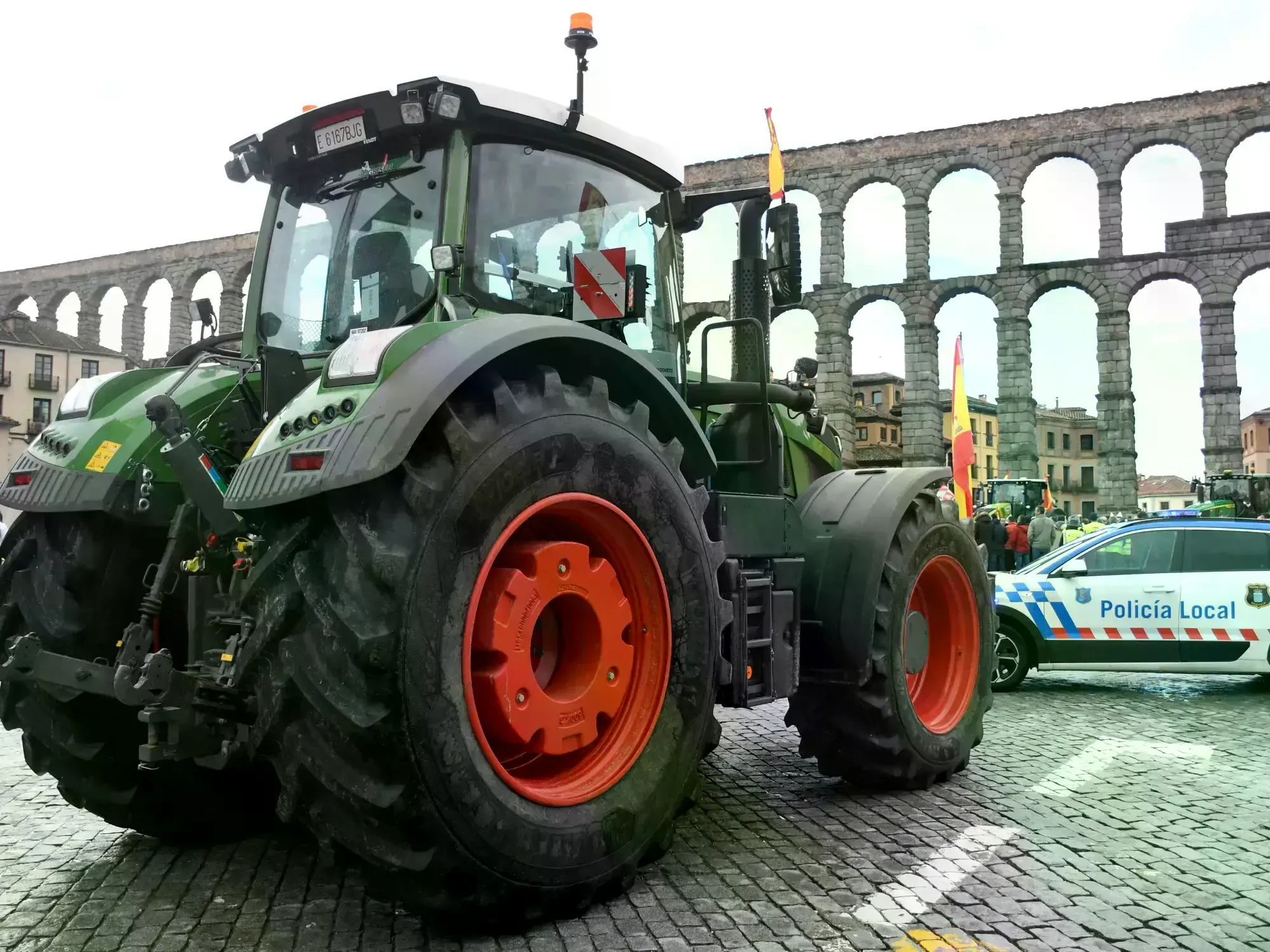 Tractores en una movilización contra el Mercosur en Segovia.
