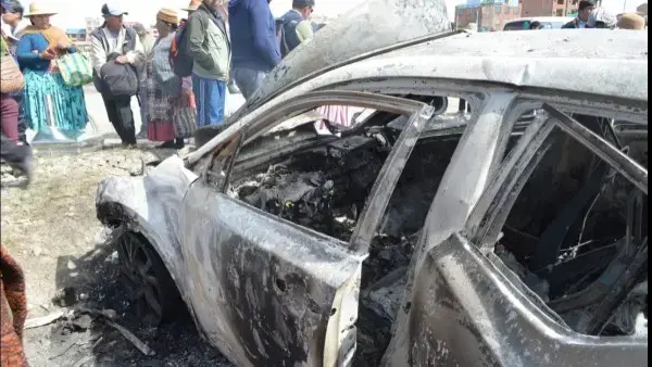 Uno de los motorizados afectados en el accidente aéreo.