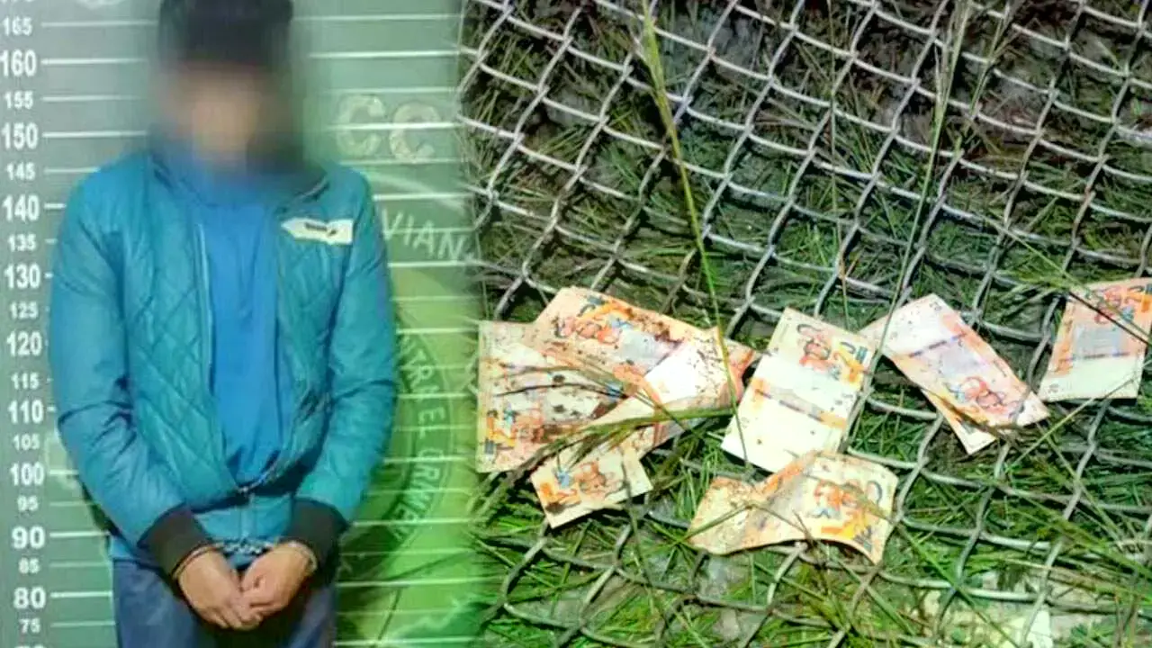 Uno de los arrestados durante el robo al avión.
