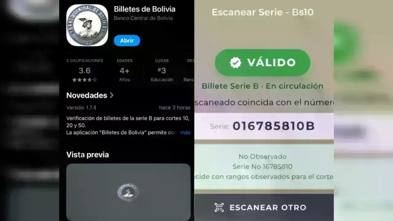 Foto referencial de las formas para verificar legalidad de billetes de la serie B.