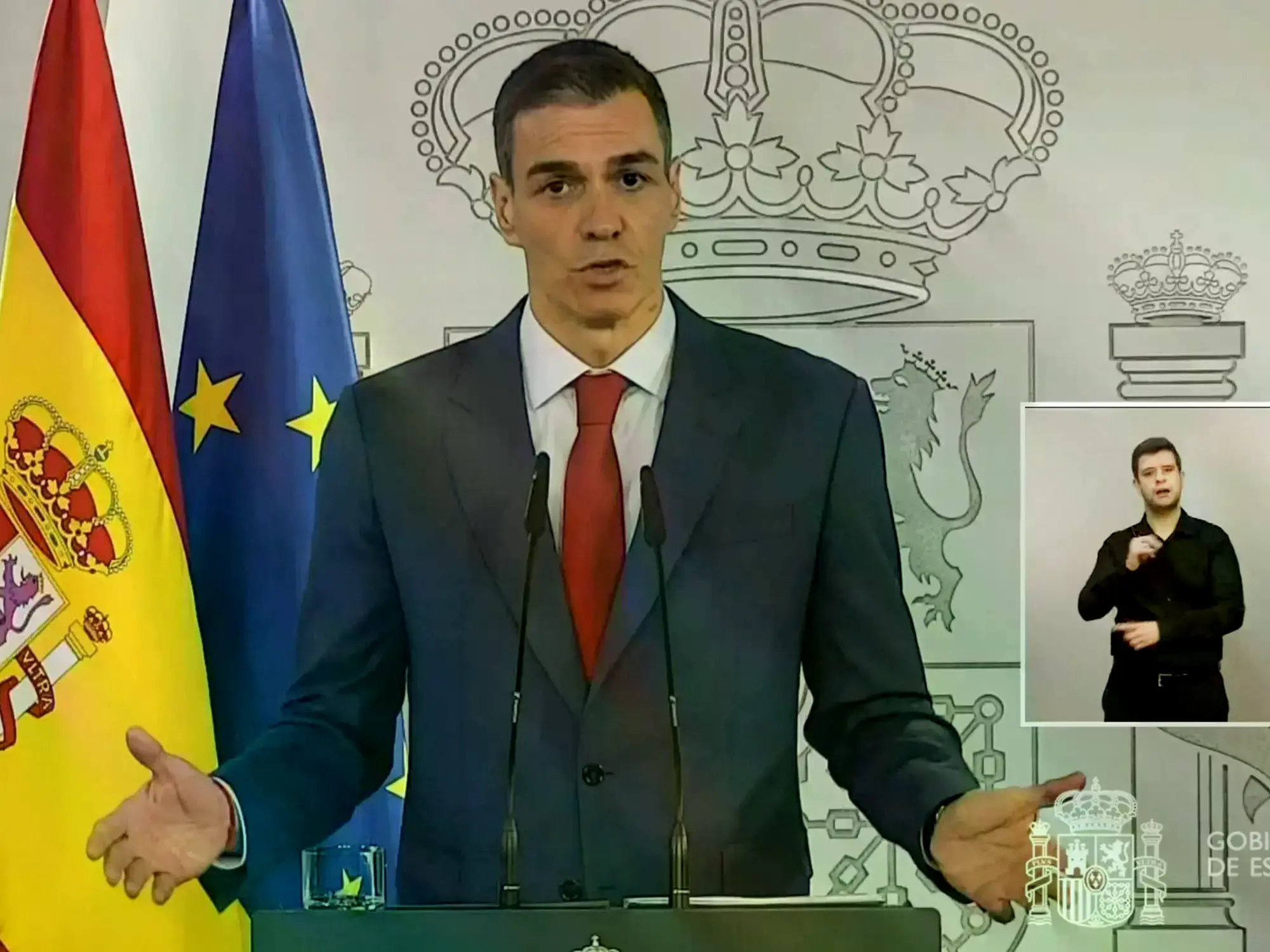 El presidente del Gobierno español, Pedro Sánchez, en el Palacio de la Moncloa.