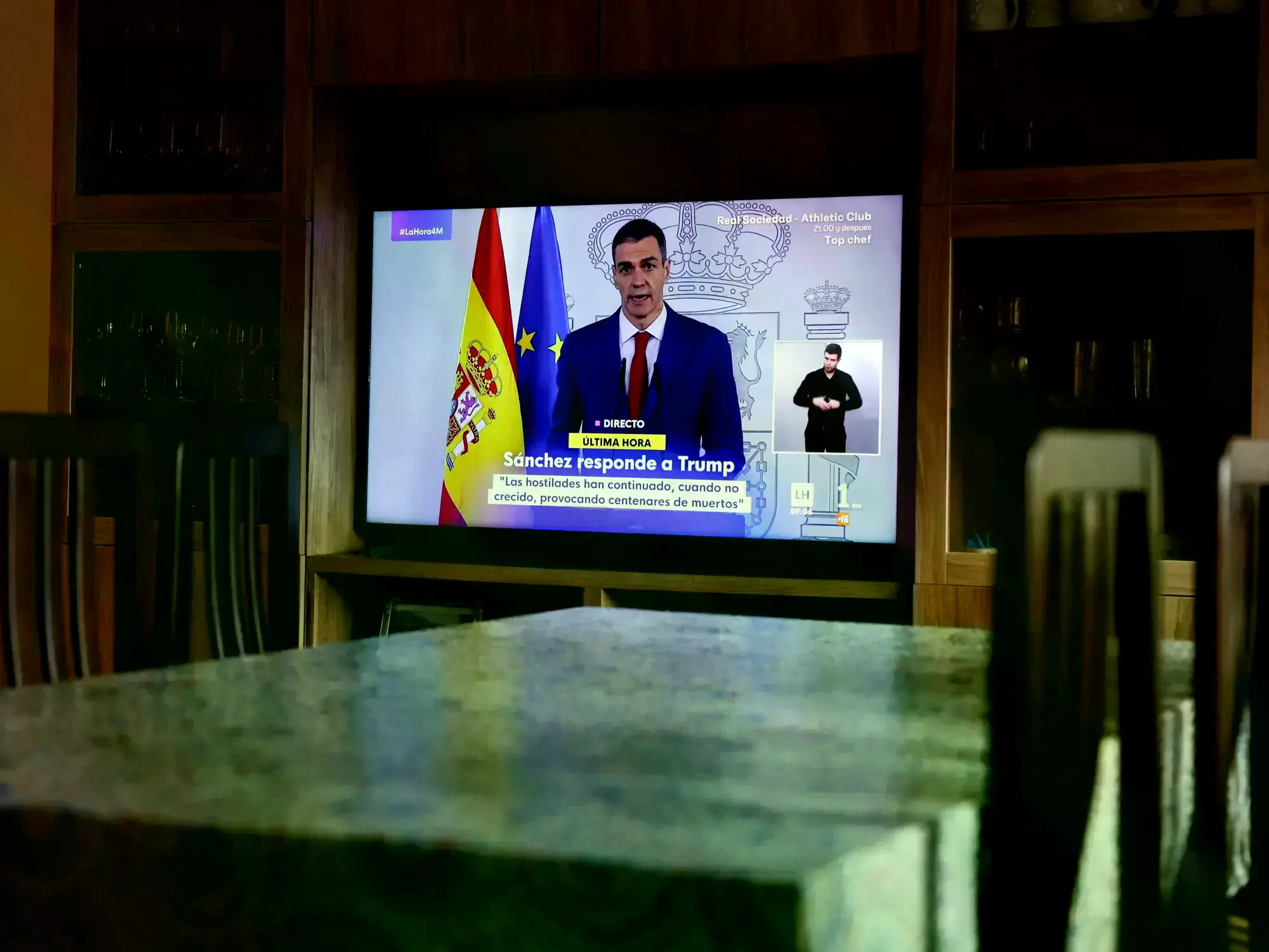 El presidente del Gobierno español, Pedro Sánchez, en el Palacio de la Moncloa.