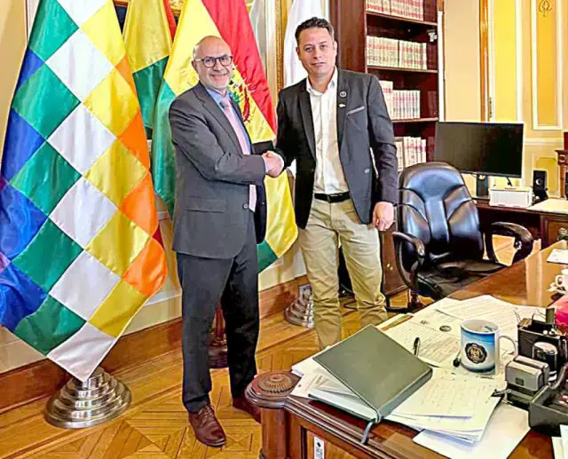 El ministro José Luis Lupo y el vicepresidente Edmundo Lara, este miércoles.