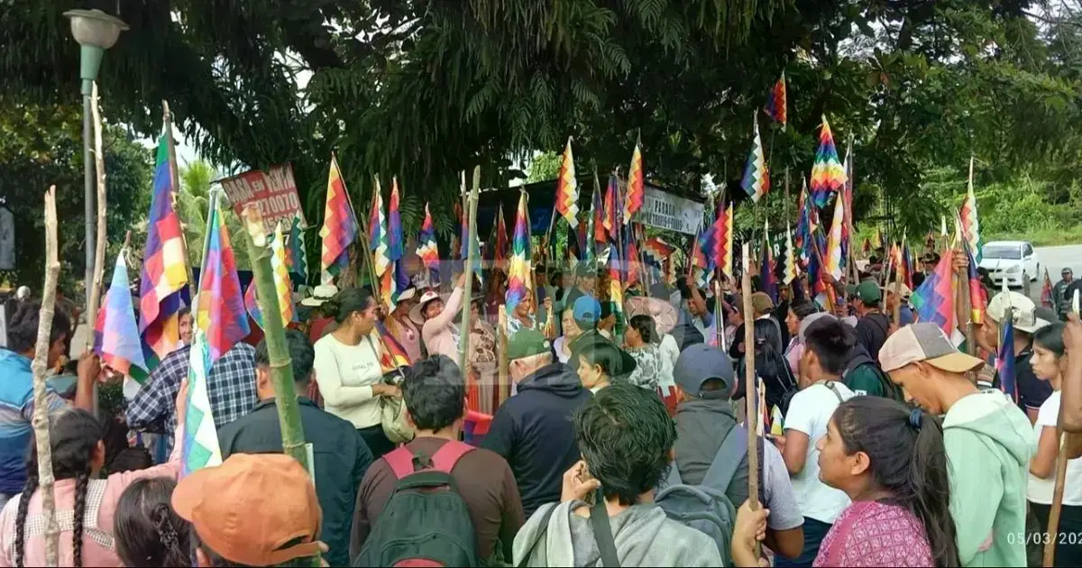 Productores de coca del Trópico de Cochabamba durante las vigilias en la carretera.