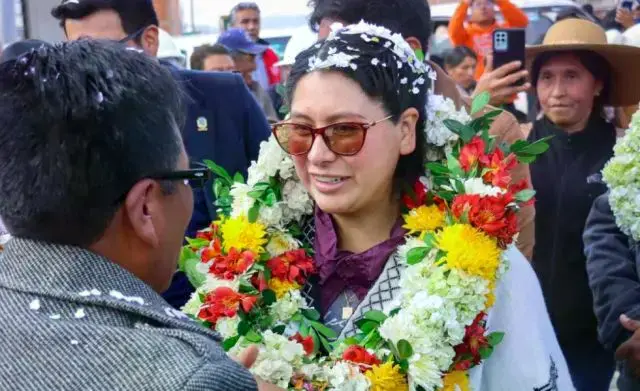La alcaldesa de El Alto, Eva Copa, en un acto público.
