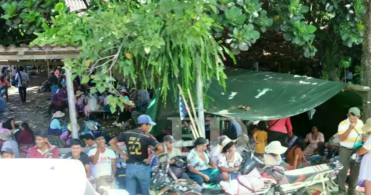 Comunarios del Trópico de Cochabamba apostados al costado de la vía.