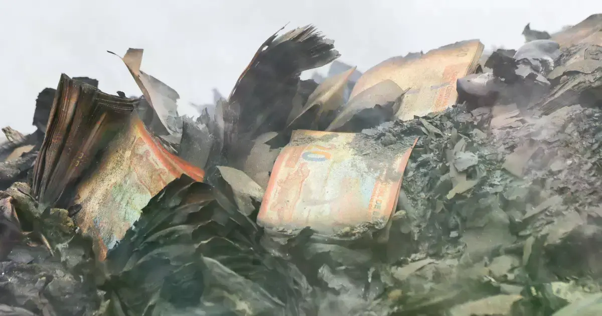 Billetes incinerados en El Alto