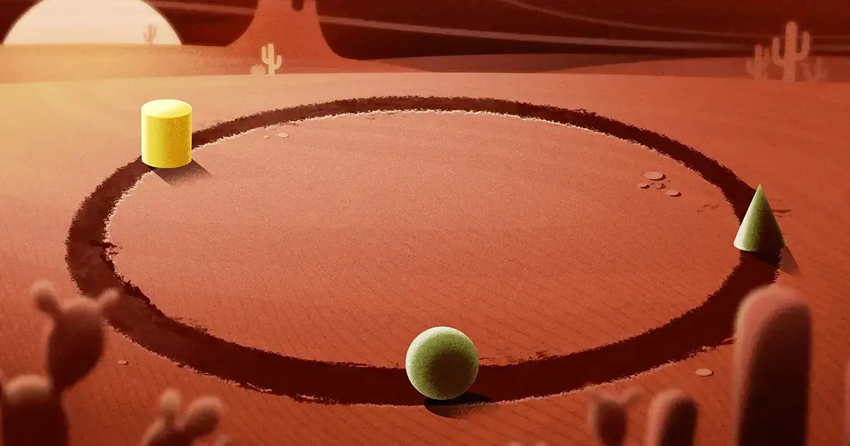 Representación artística del problema del corredor solitario.