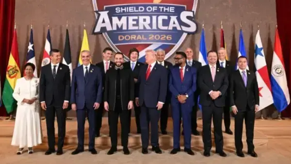 Los mandatarios asistentes a la Cumbre 'Escudo de las Américas' convocada por el presidente de EEUU, Donald Trump.