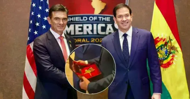 El encuentro entre Rodrigo Paz (i) y Marco Rubio en Estados Unidos.