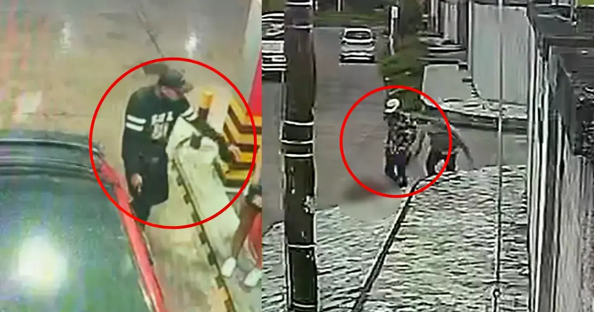 Capturas de video que comparan a los atracadores del surtidor con los asesinos del librecambista.