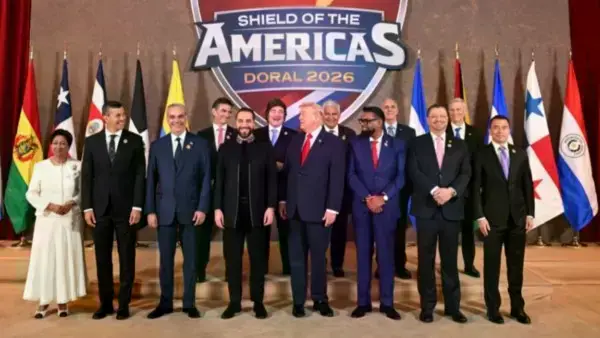 Los mandatarios asistentes a la Cumbre 'Escudo de las Américas' convocada por el presidente de EEUU, Donald Trump.