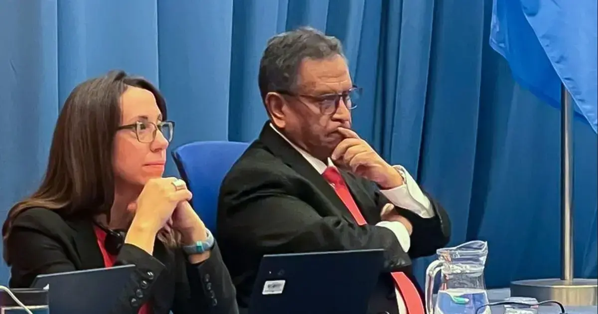 El ministro de Gobierno, Marco Antonio Oviedo, durante la sesión de la Comisión de Estupefacientes en Viena.