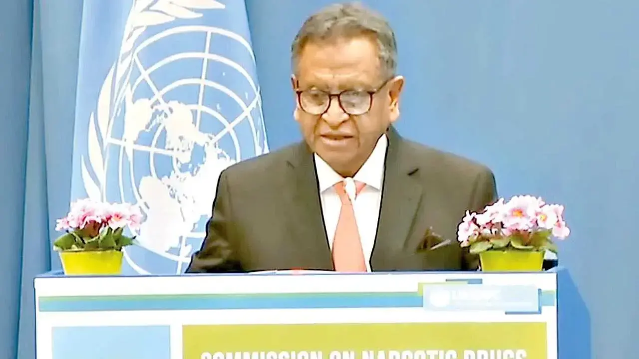 El ministro de Gobierno, Marco Antonio Oviedo, durante la 69ª Comisión de Estupefacientes de la ONU, en Viena.