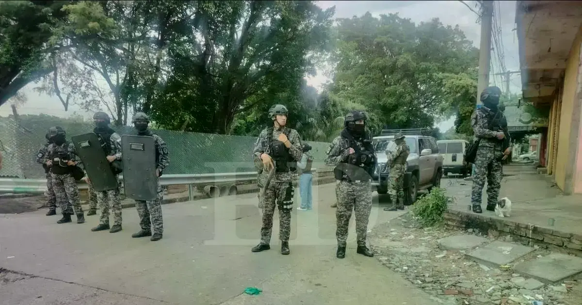 Agentes de la Felcn en la zona de Las Palmas durante el operativo.