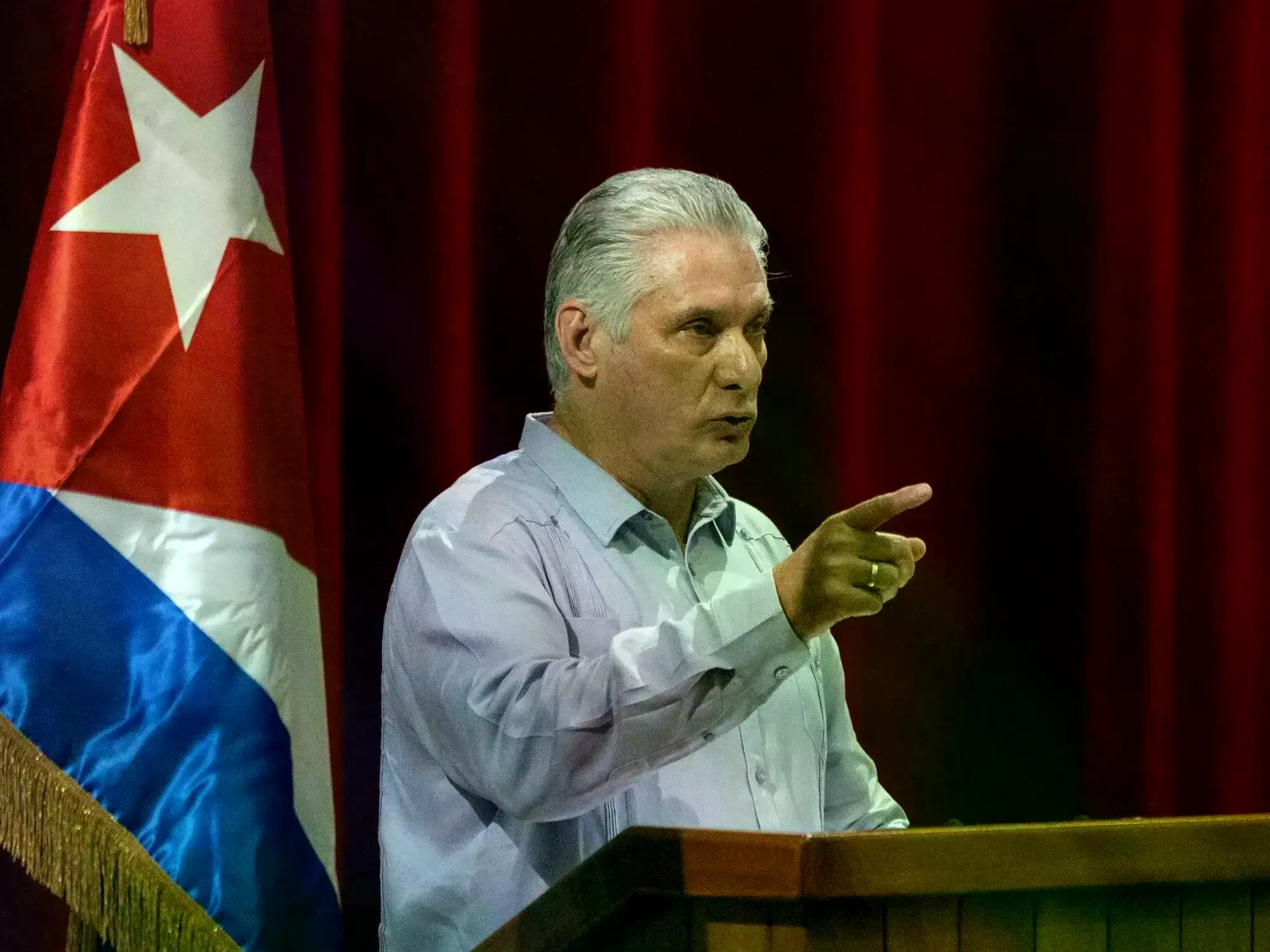 El presidente cubano, Miguel Díaz-Canel, durante una intervención televisada.