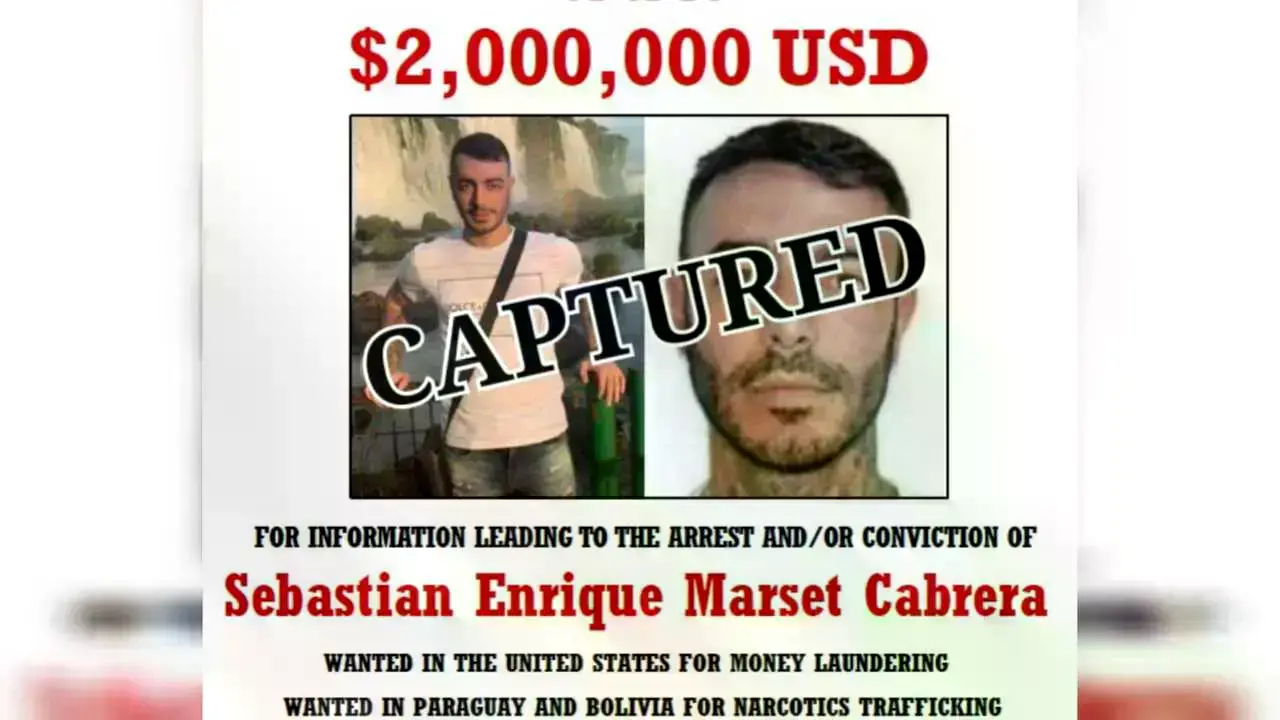 Afiche de la captura del narco Sebastián Marset.