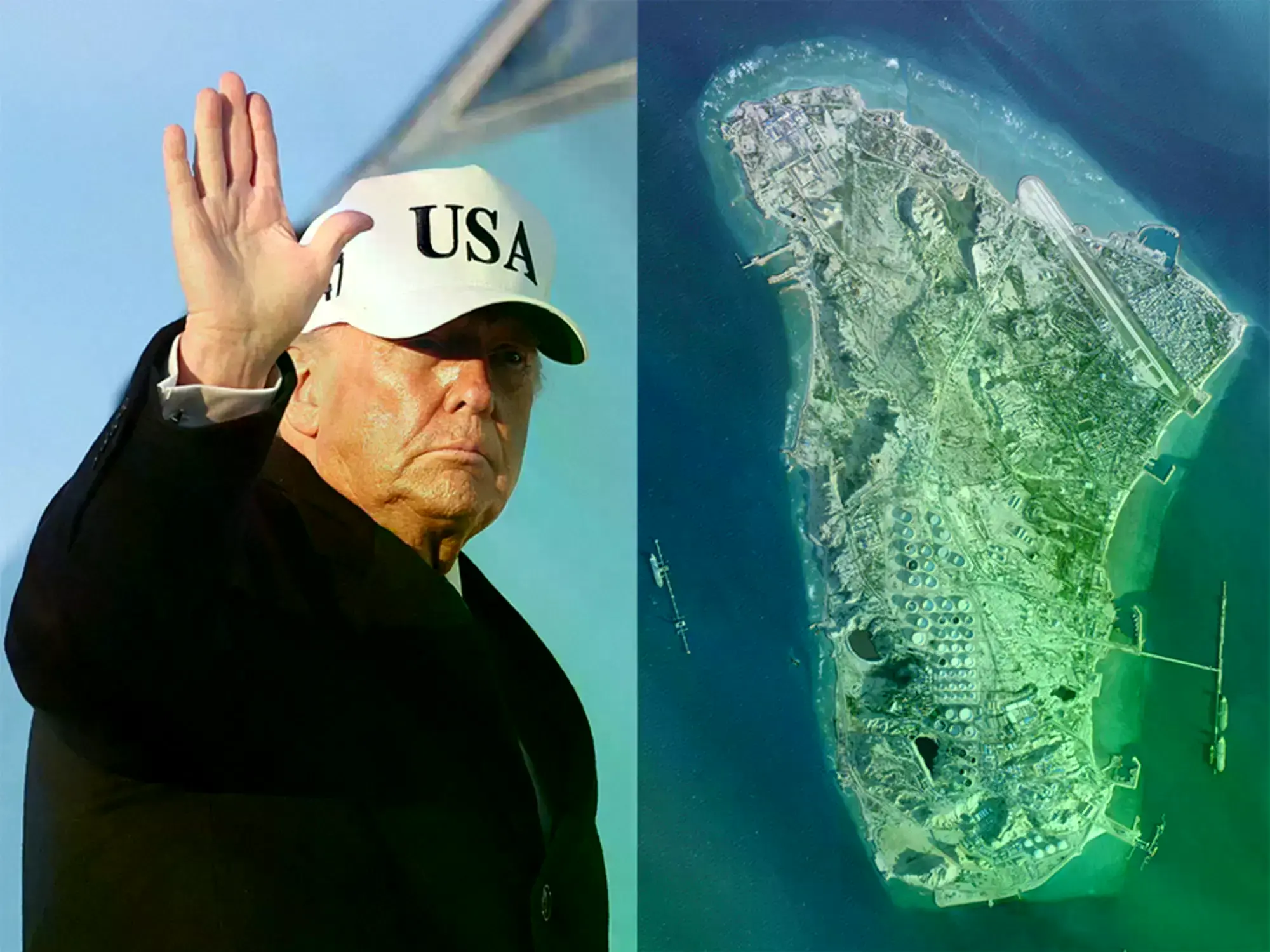 Imagen satelital de la isla de Kharg, la joya petrolera de Irán.