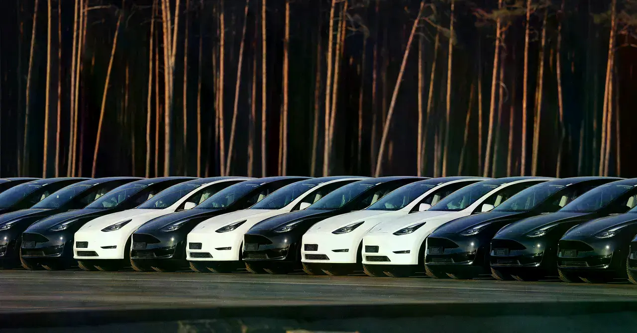 Un Tesla estacionado en una carretera.