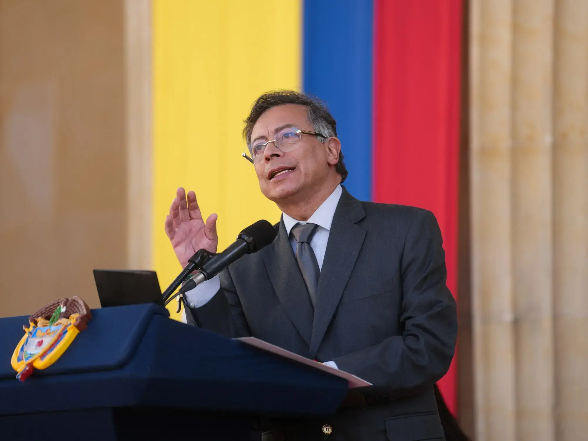 Presidente colombiano Gustavo Petro durante una declaración.