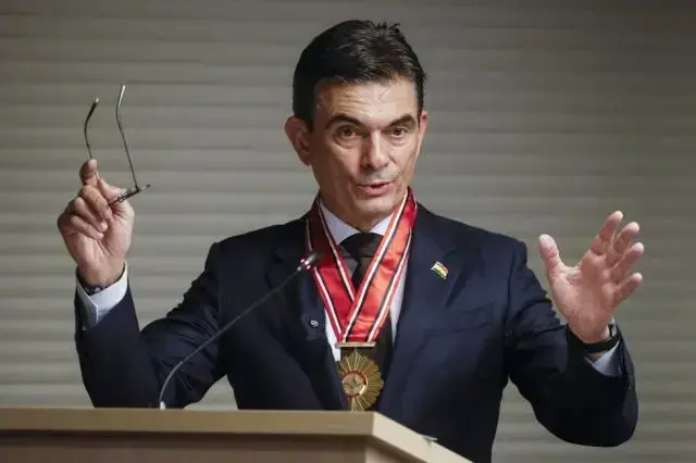 El presidente Rodrigo Paz, este martes, en Sao Paulo.