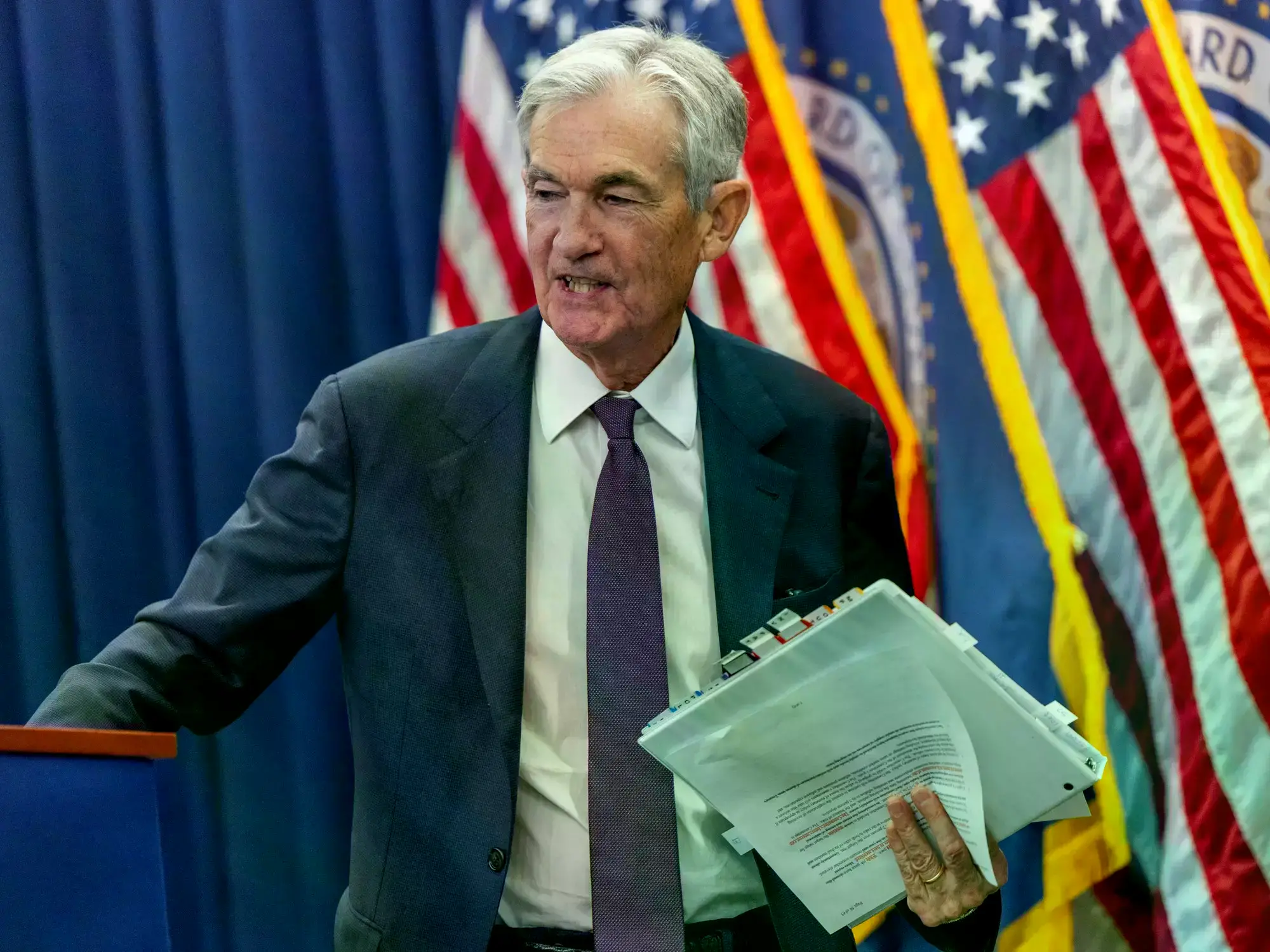 El presidente de la Reserva Federal, Jerome Powell, durante una conferencia de prensa.