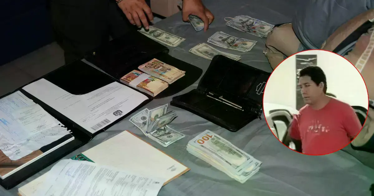 Dinero incautado durante la aprehensión de Marcelo Arce Mosqueira.