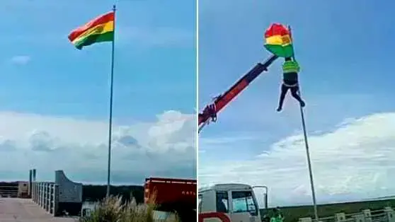 Bandera boliviana en Perú.
