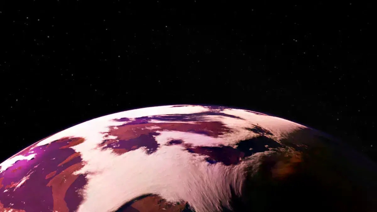 Impresión artística de un planeta teórico orbitando una estrella roja.