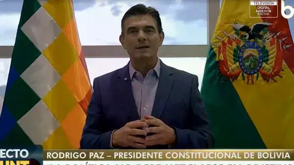 El presidente Rodrigo Paz en un mensaje sobre las elecciones subnacionales del domingo.