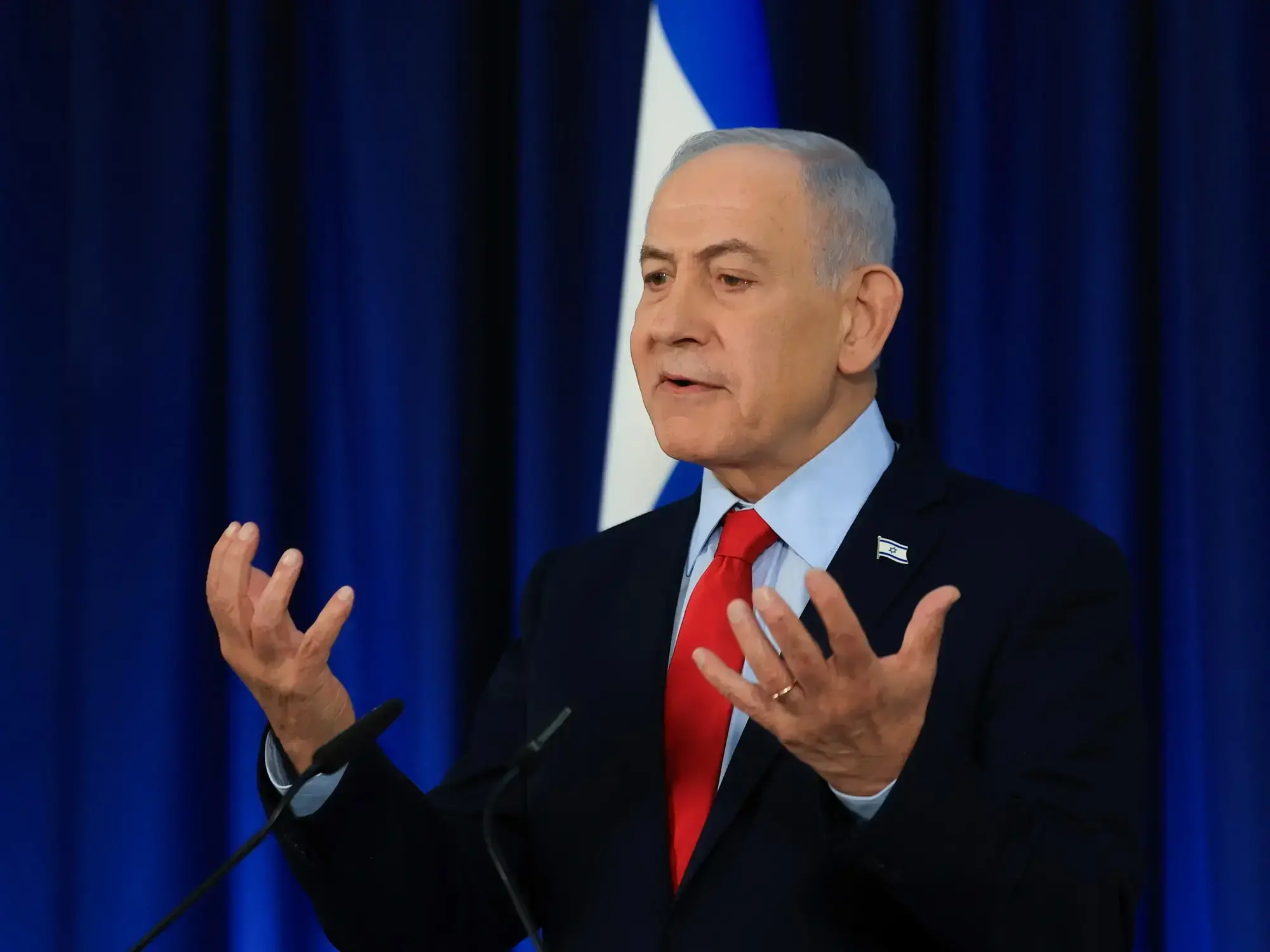 Benjamin Netanyahu durante una rueda de prensa en Jerusalén.
