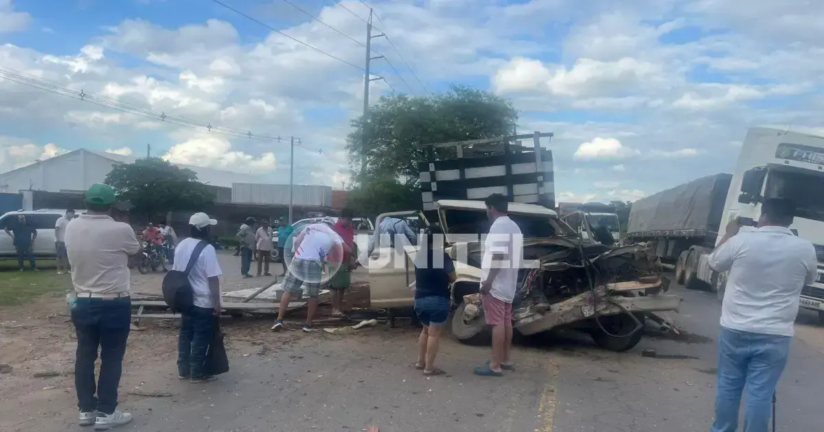 El camión que llevaba ganado quedó destrozado tras el choque
