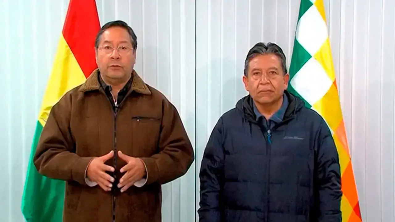El expresidente y exvicepresidente Luis Arce y David Choquehuanca.