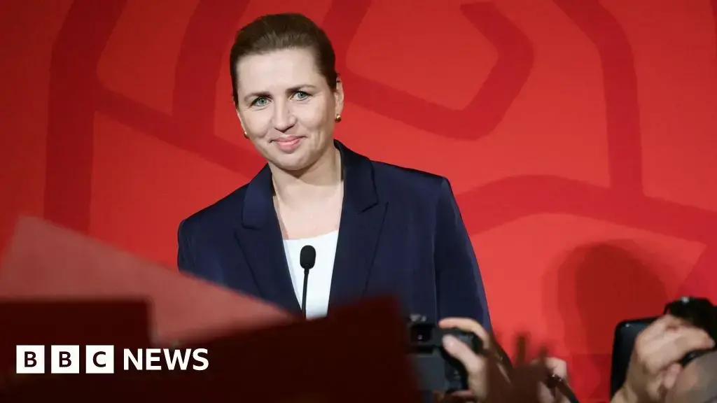 Mette Frederiksen en la celebración electoral en el Parlamento de Copenhague.