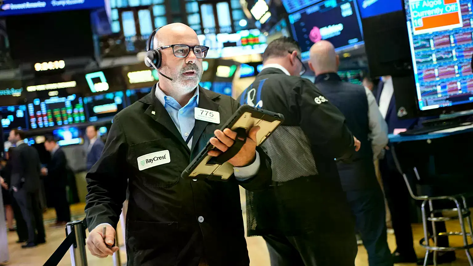 Federico DeMarco trabaja en el parqué de la Bolsa de Nueva York