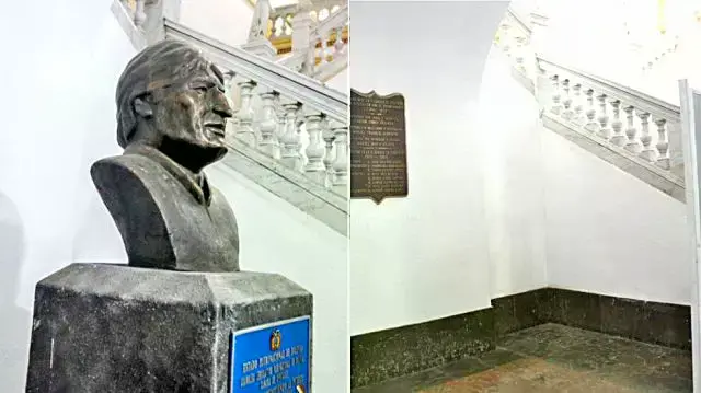 El antes y el después del lugar donde se encontraba la imagen del busto.