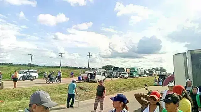 El punto de bloqueo en Portachuelo.