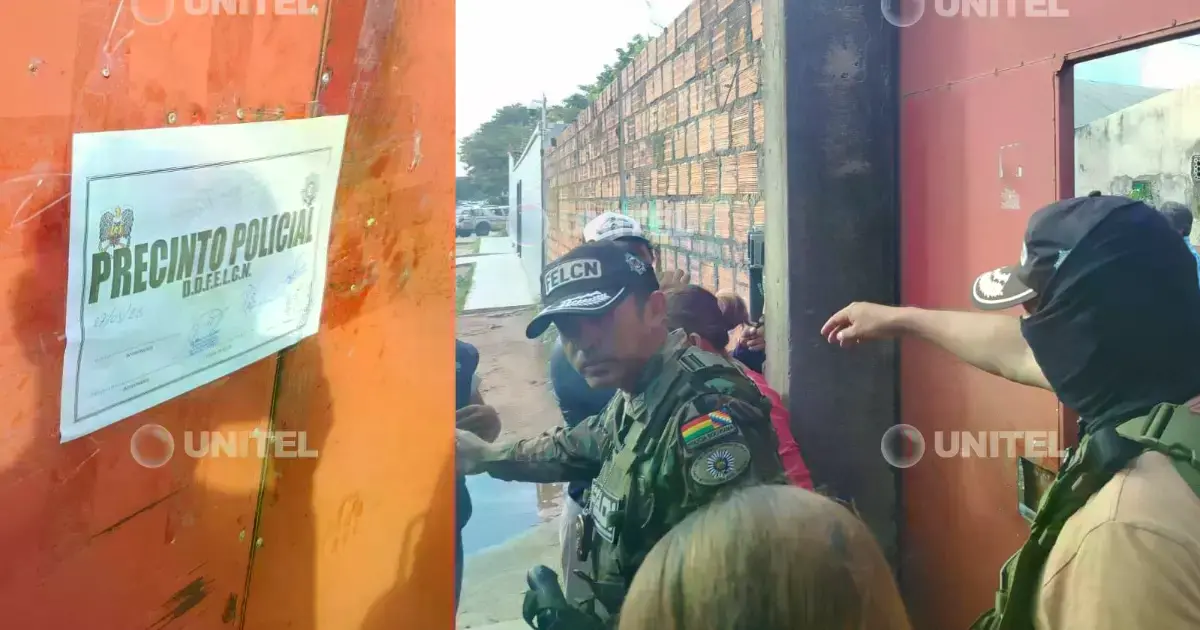 Operativo policial en el hangar allanado.