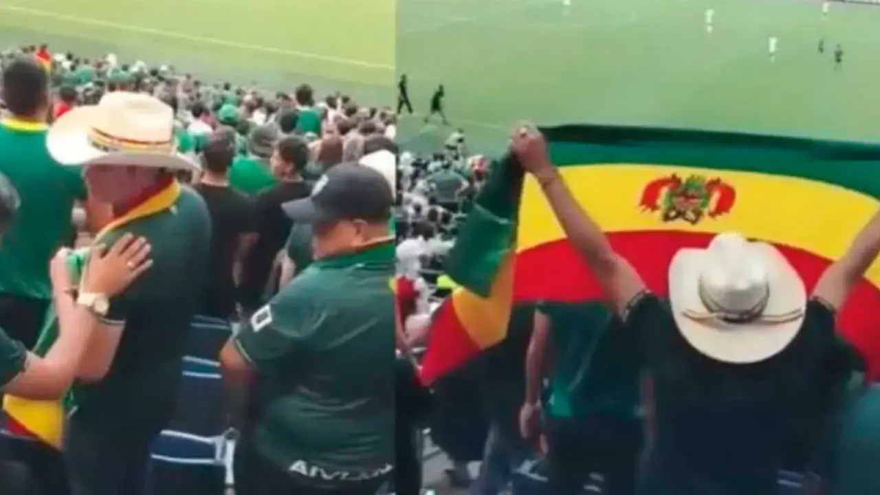 El vicepresidente de Bolivia, Edmand Lara, con la tricolor al revés.