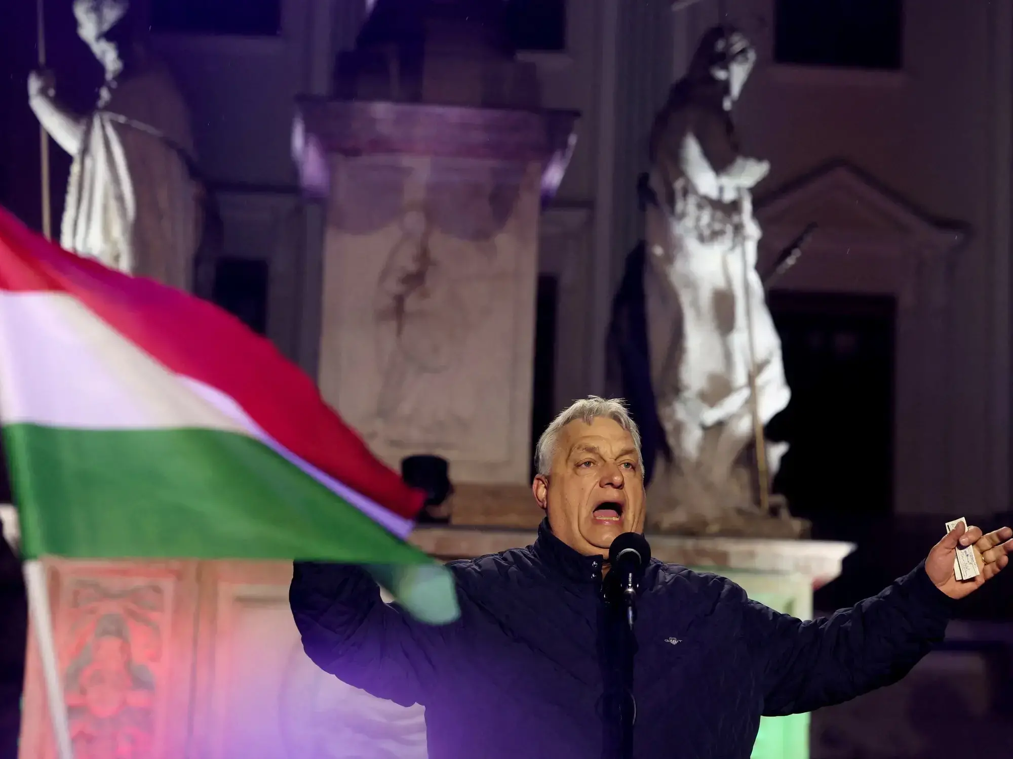 El primer ministro de Hungría, Viktor Orban, en un acto de campaña en Gyor